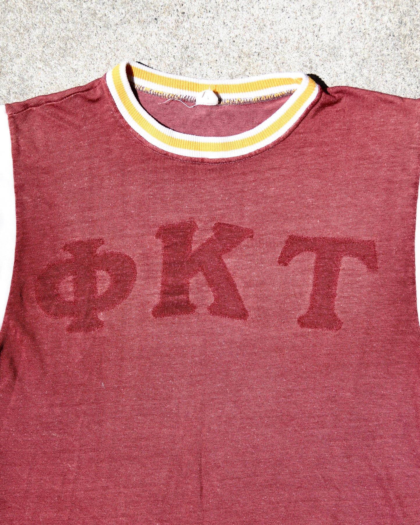 1960s Russell Southern Durene Jersey Fraternity M Sun Faded Ringer