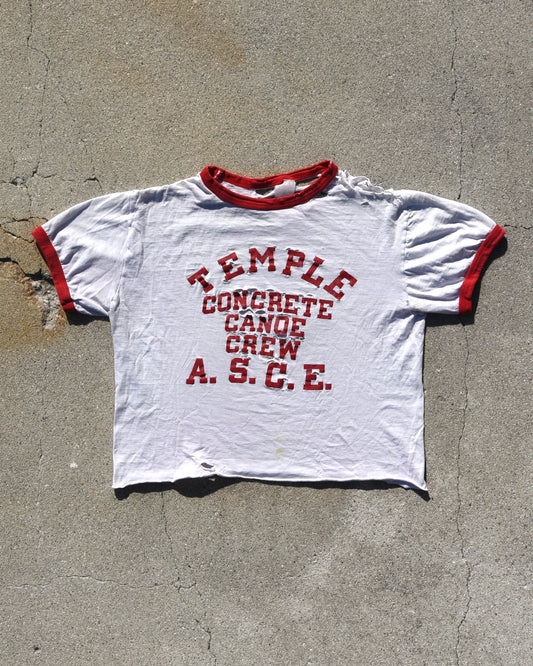 1970s Temple Concrete Canoe Crew Thrashed Tshirt