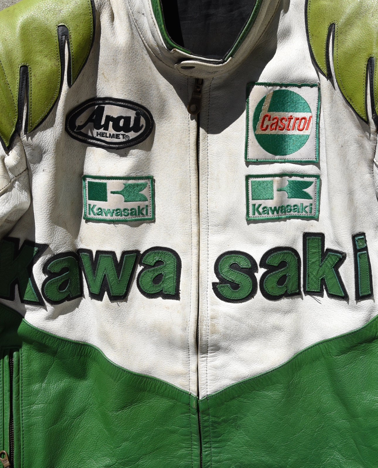 Vintage Kawasaki Motorcycle Racing Padded Leather Jacket