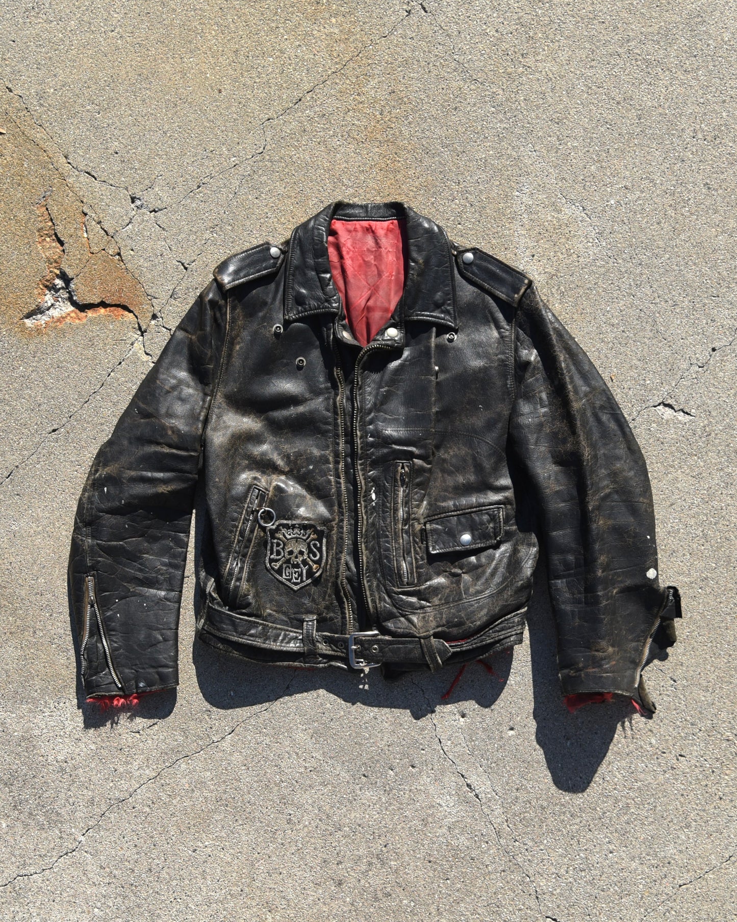 1940s Horsehide Leather Motorcycle Moto Jacket - Thrashed