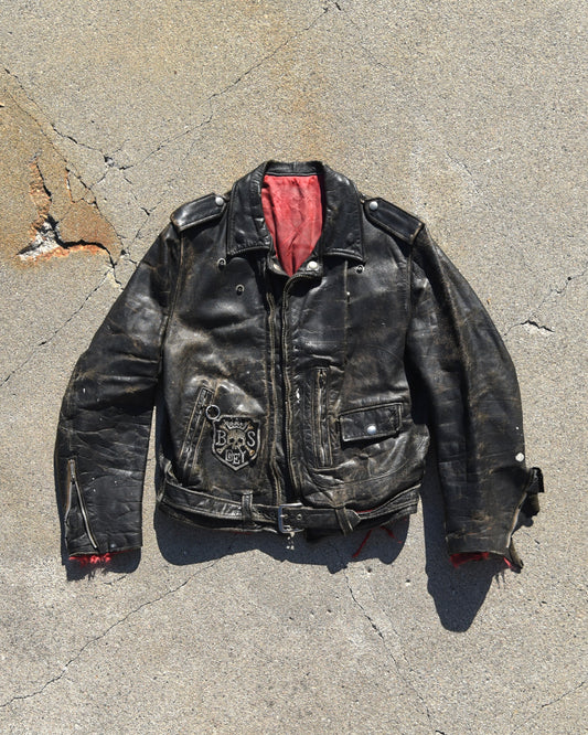 1940s Horsehide Leather Motorcycle Moto Jacket - Thrashed