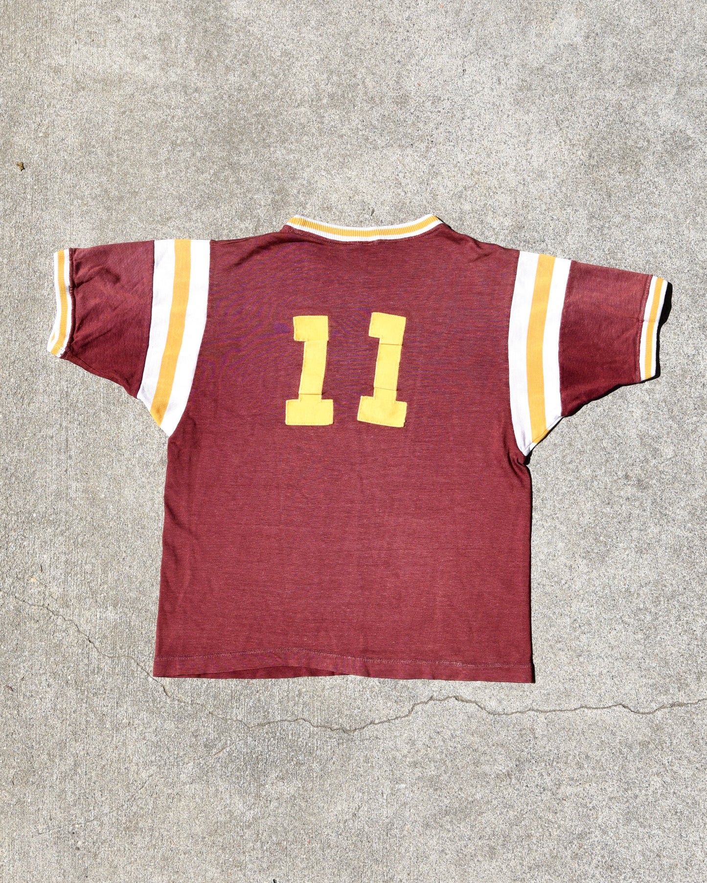 1960s Russell Southern Durene Jersey Fraternity M Sun Faded Ringer