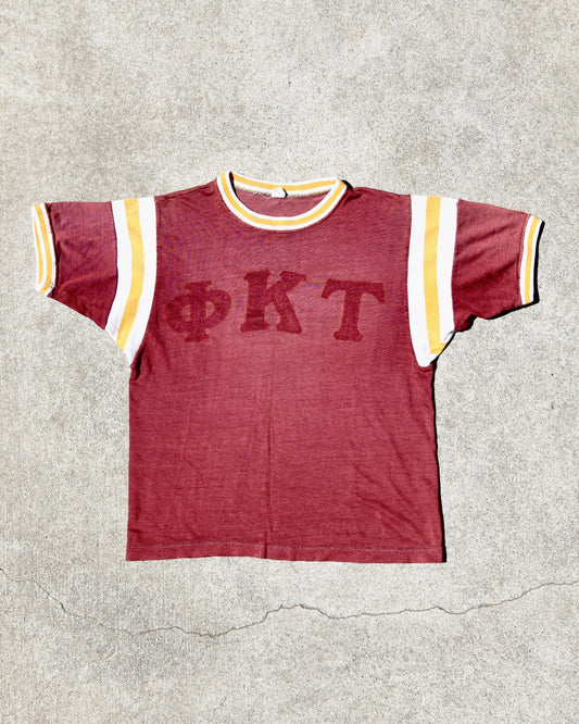 1960s Russell Southern Durene Jersey Fraternity M Sun Faded Ringer