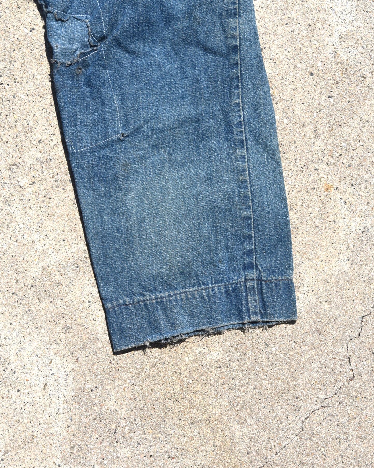 1950s Thrashed and Repaired Denim Jeans
