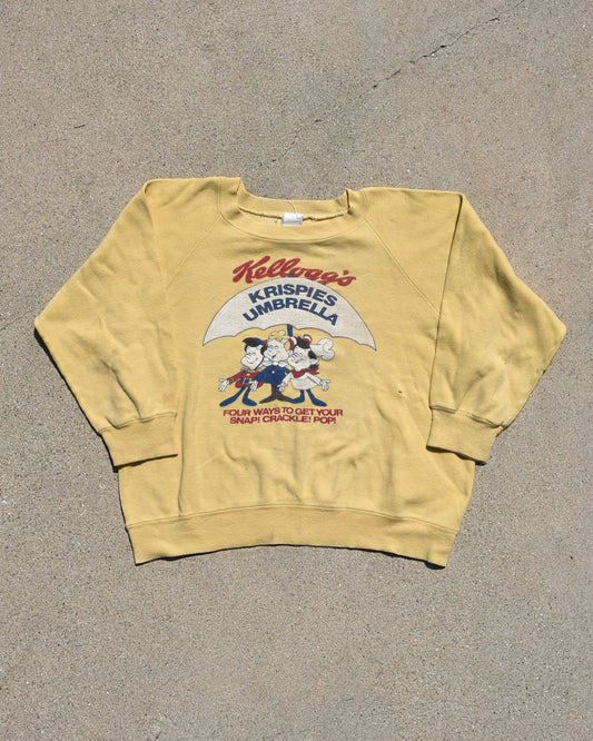 1960s Kelloggs Rice Krispies Snap Crackle Pop Yellow Crewneck Sweatshirt
