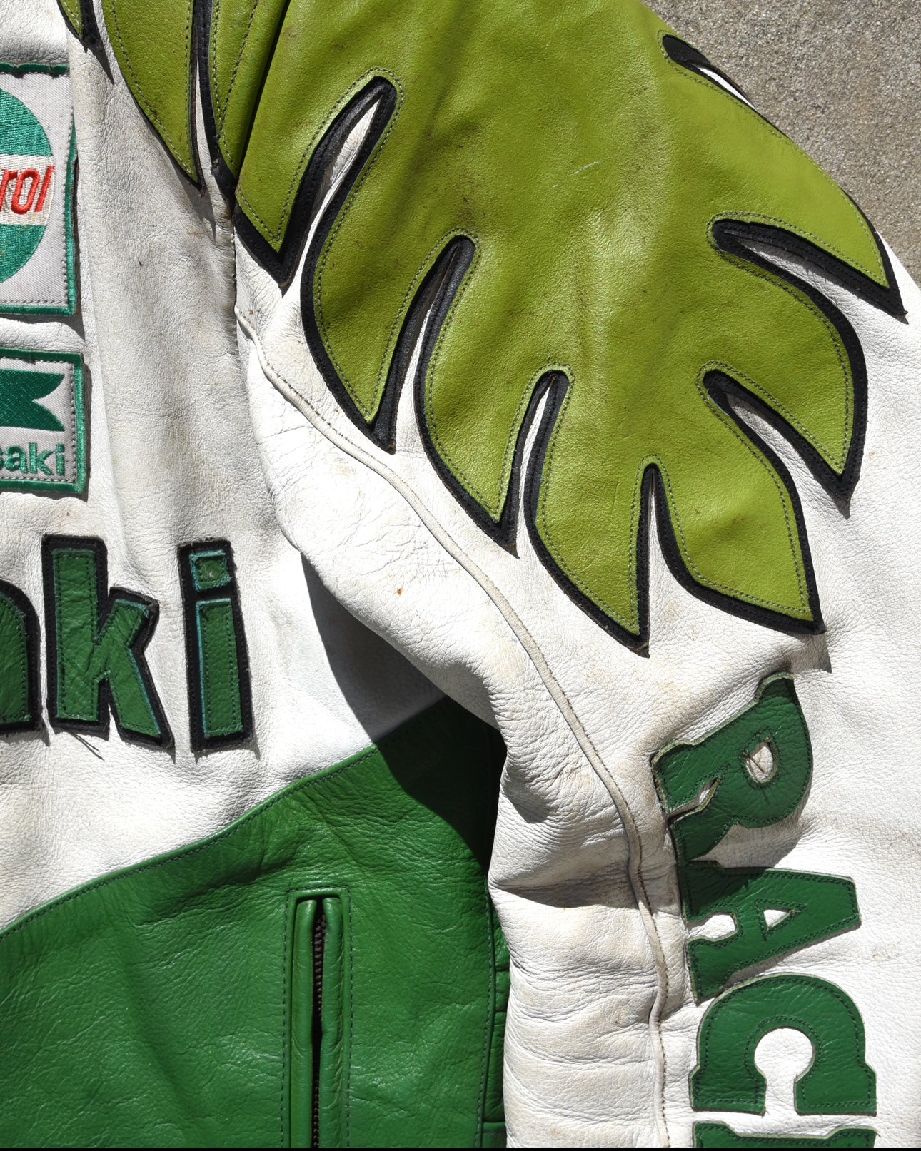 Vintage Kawasaki Motorcycle Racing Padded Leather Jacket