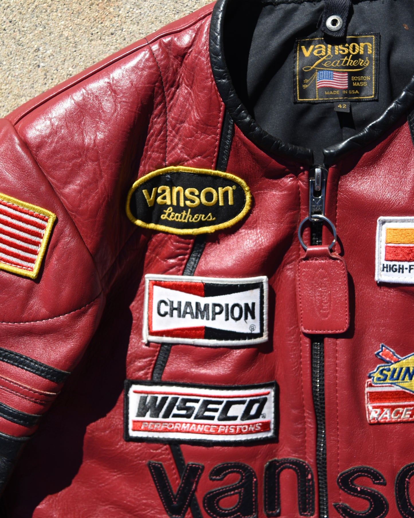 1990s Vanson Star Racing Motorcycle Jacket Size 42