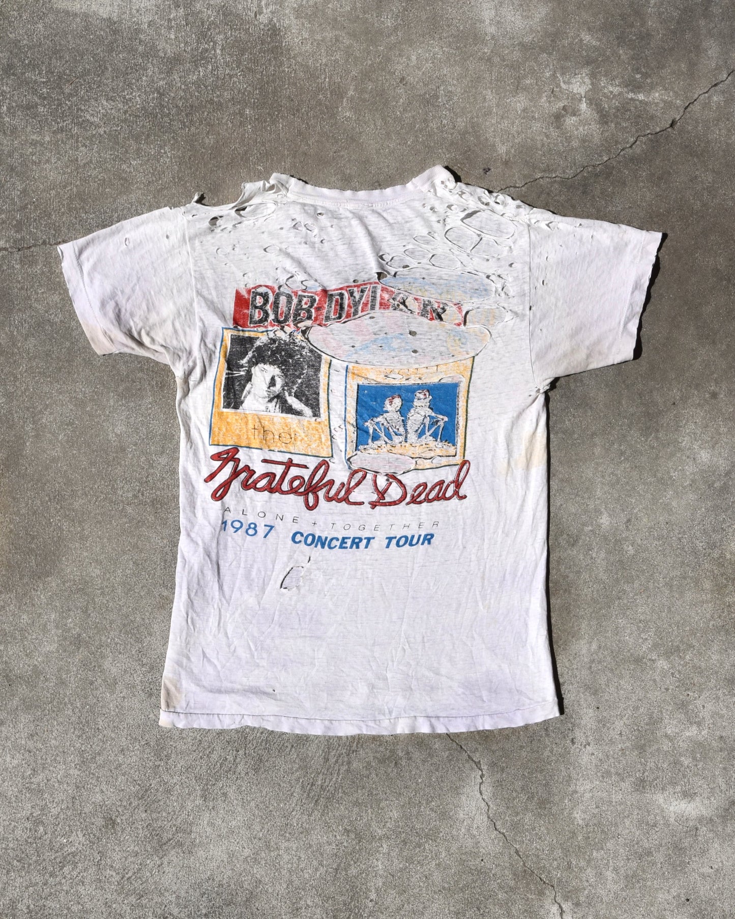 1987 Thrashed Grateful Dead Bob Dylan Alone + Together Tshirt