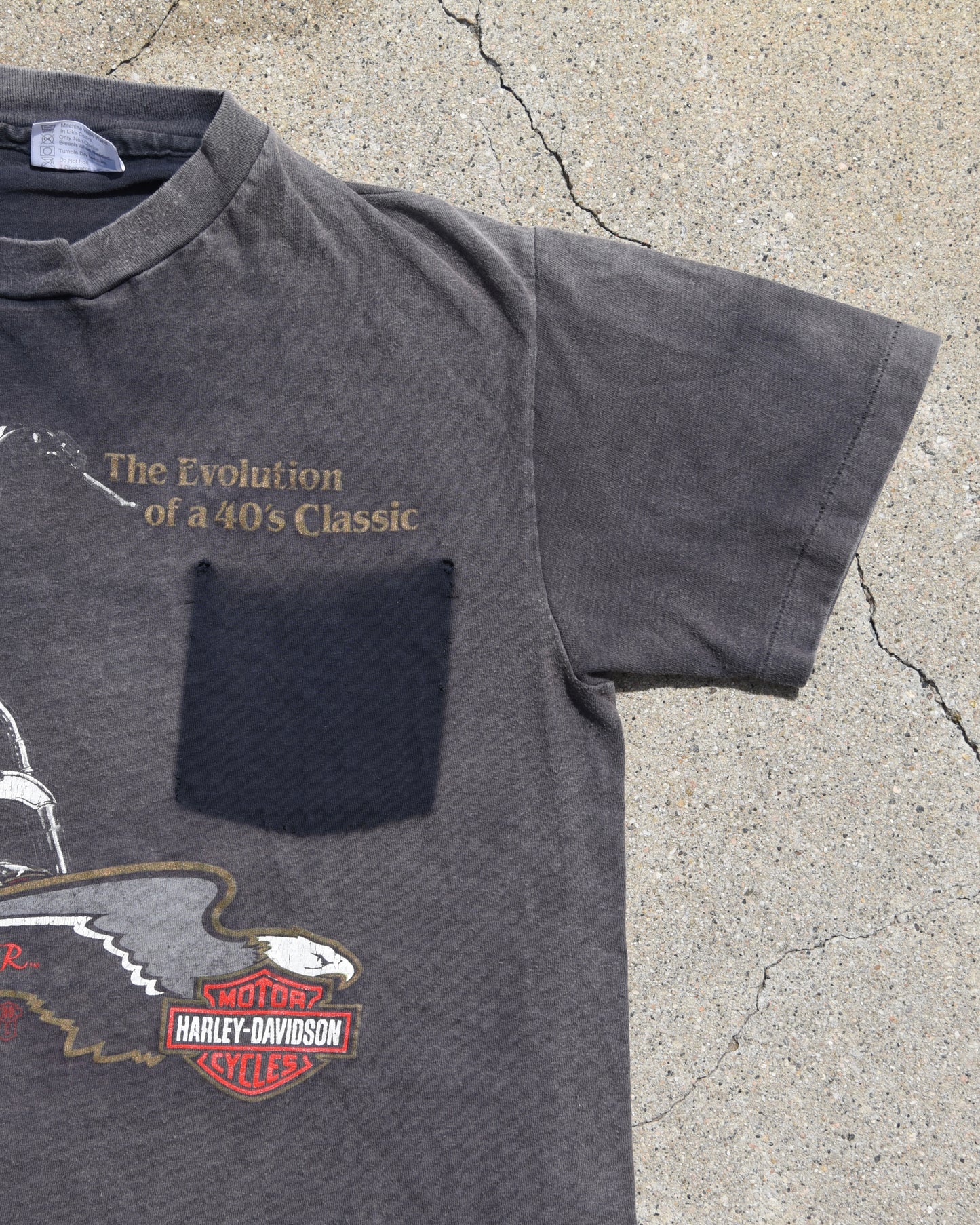 1980s Faded Ghost Pocket Harley Davidson Tshirt