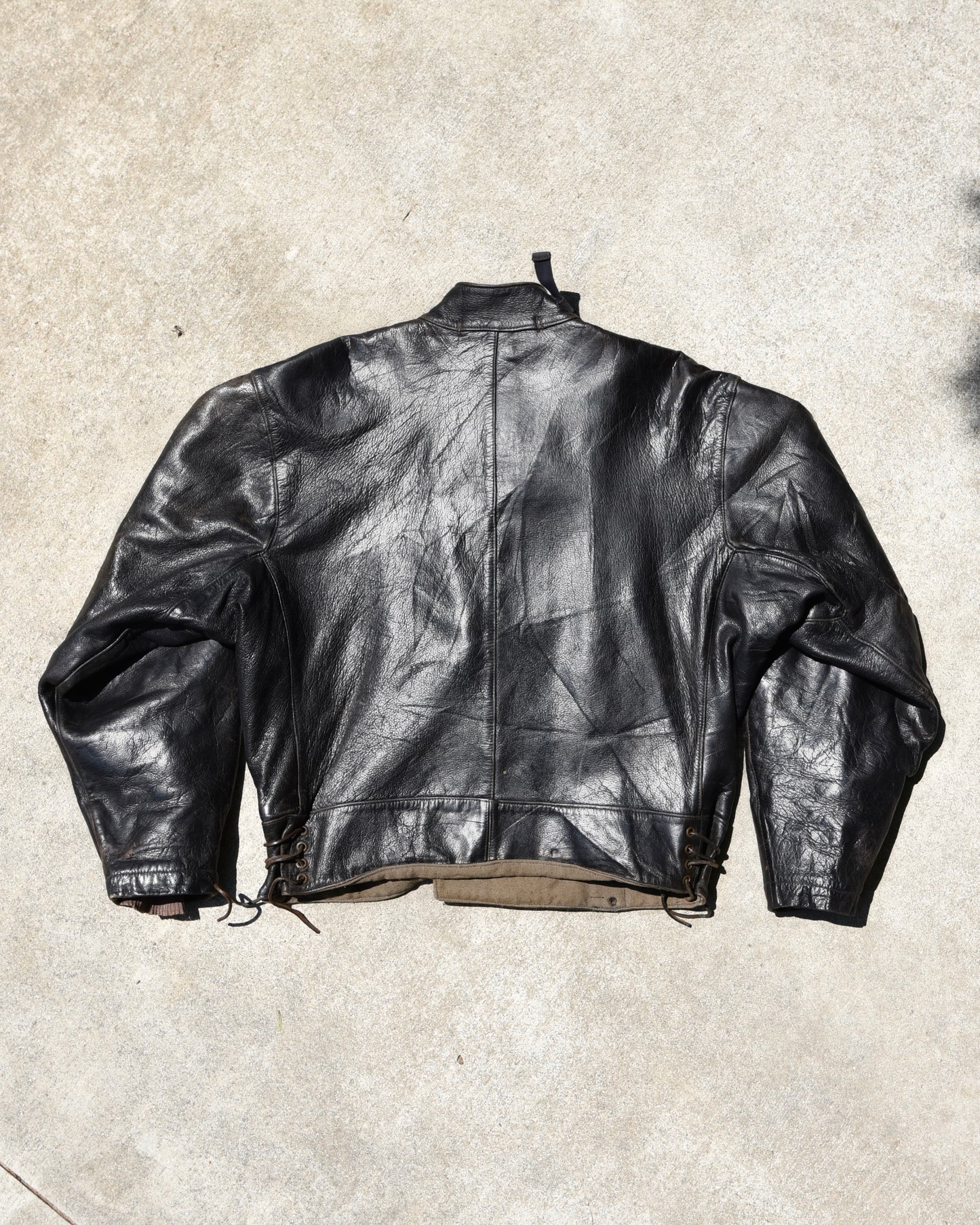 1950s Mats Larsson Malung Vintage Swedish Military Motorcycle Leather Jacket Sz 50