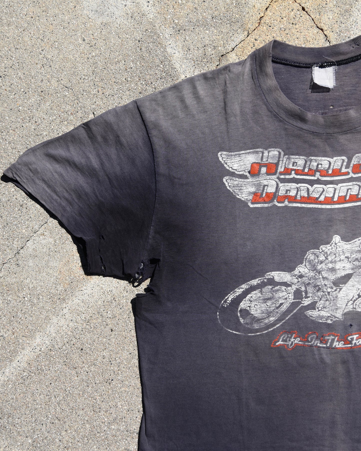 1980s Sun Faded Life In The Fast Lane Harley Tshirt