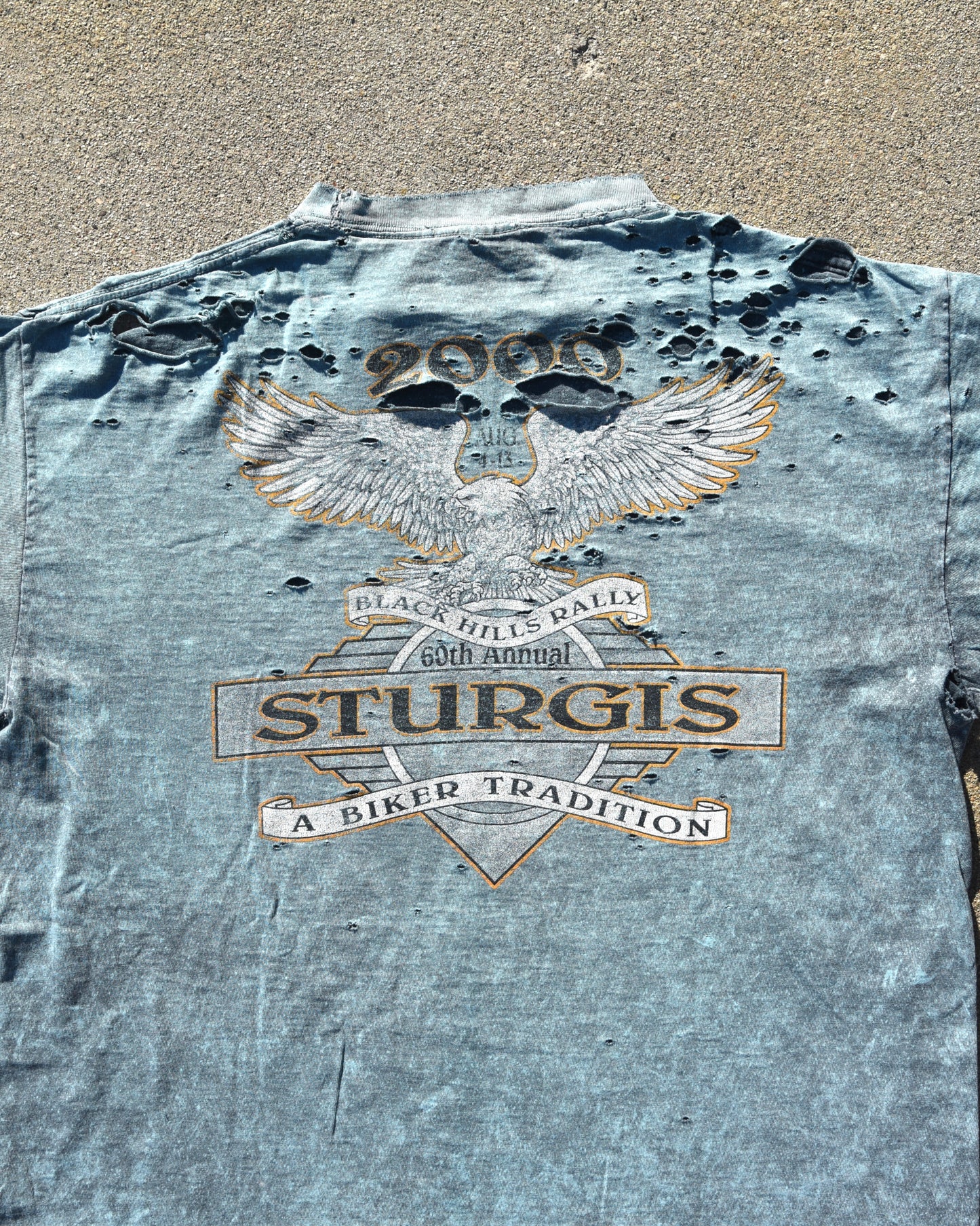 Y2K Thrashed Sturgis Motorcycle Rally Tshirt