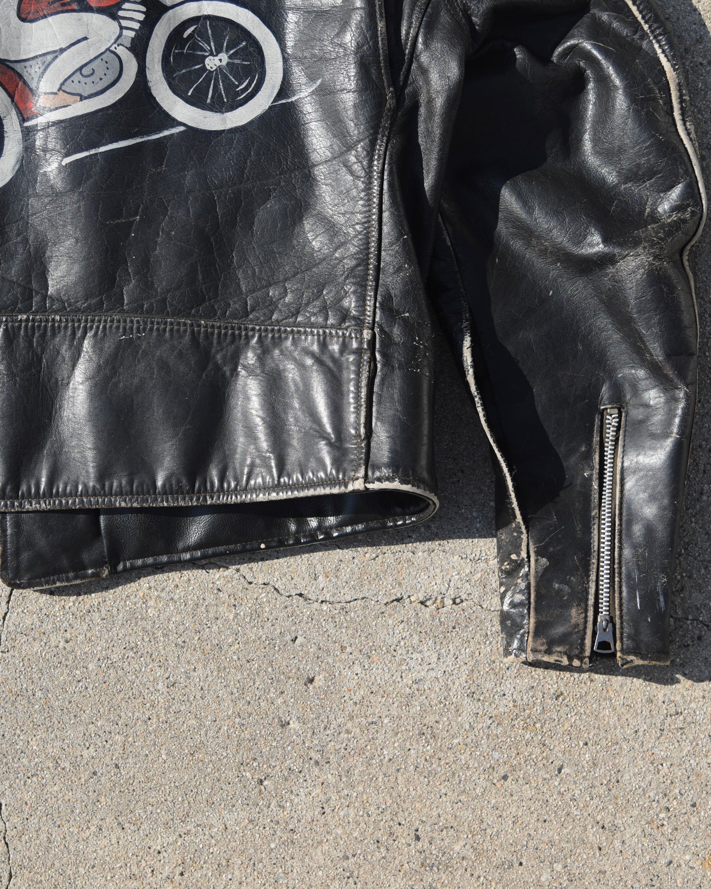 1950s Schott Perfecto Motorcycle Jacket - Hand Painted Harley Davidson