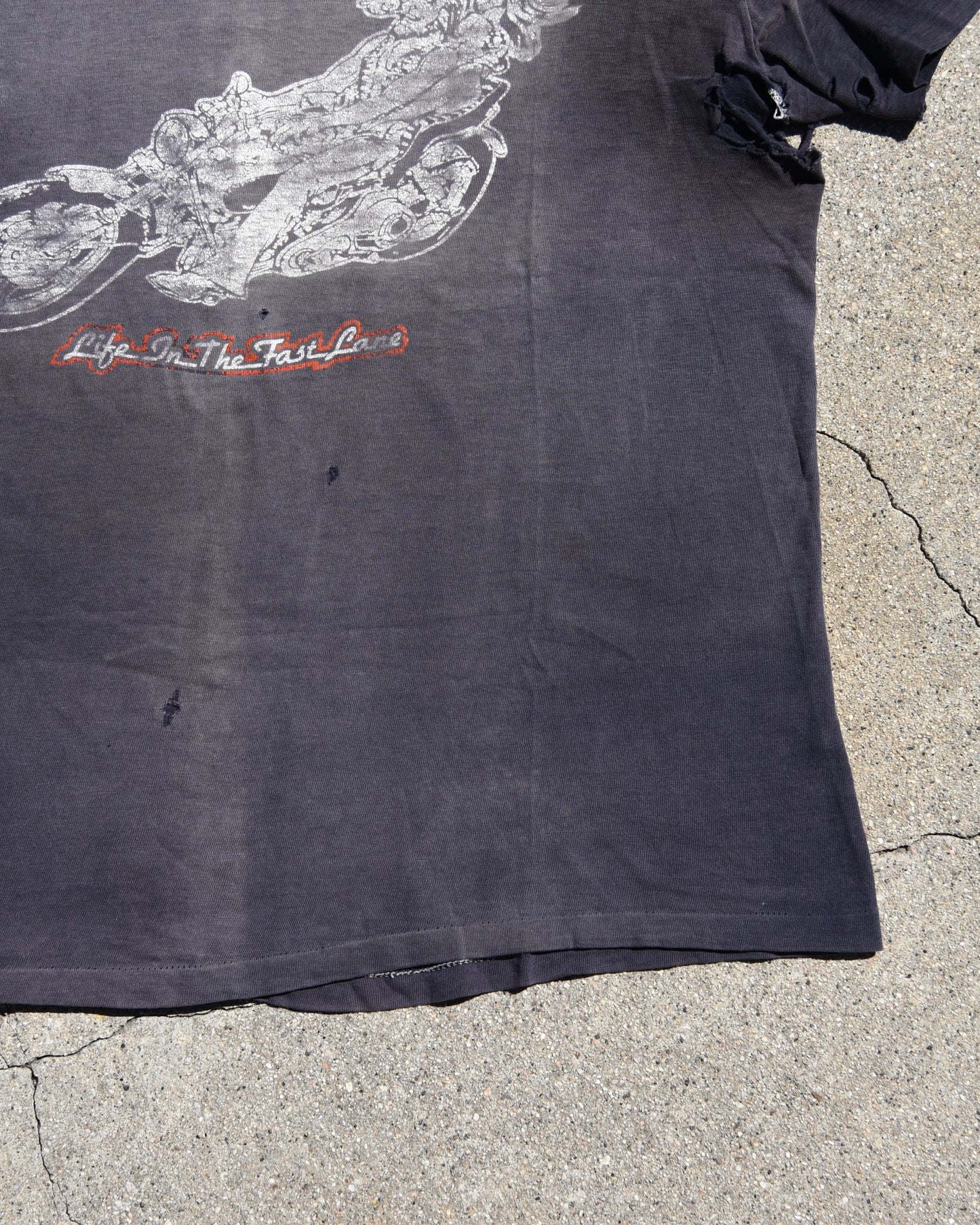 1980s Sun Faded Life In The Fast Lane Harley Tshirt