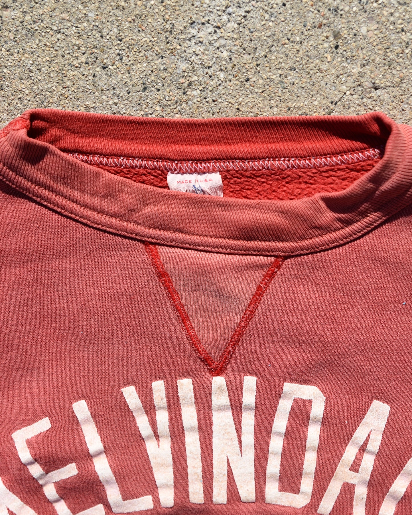 1950s Single V Melvindale Track Crewneck Sweatshirt Distressed Fade Size M