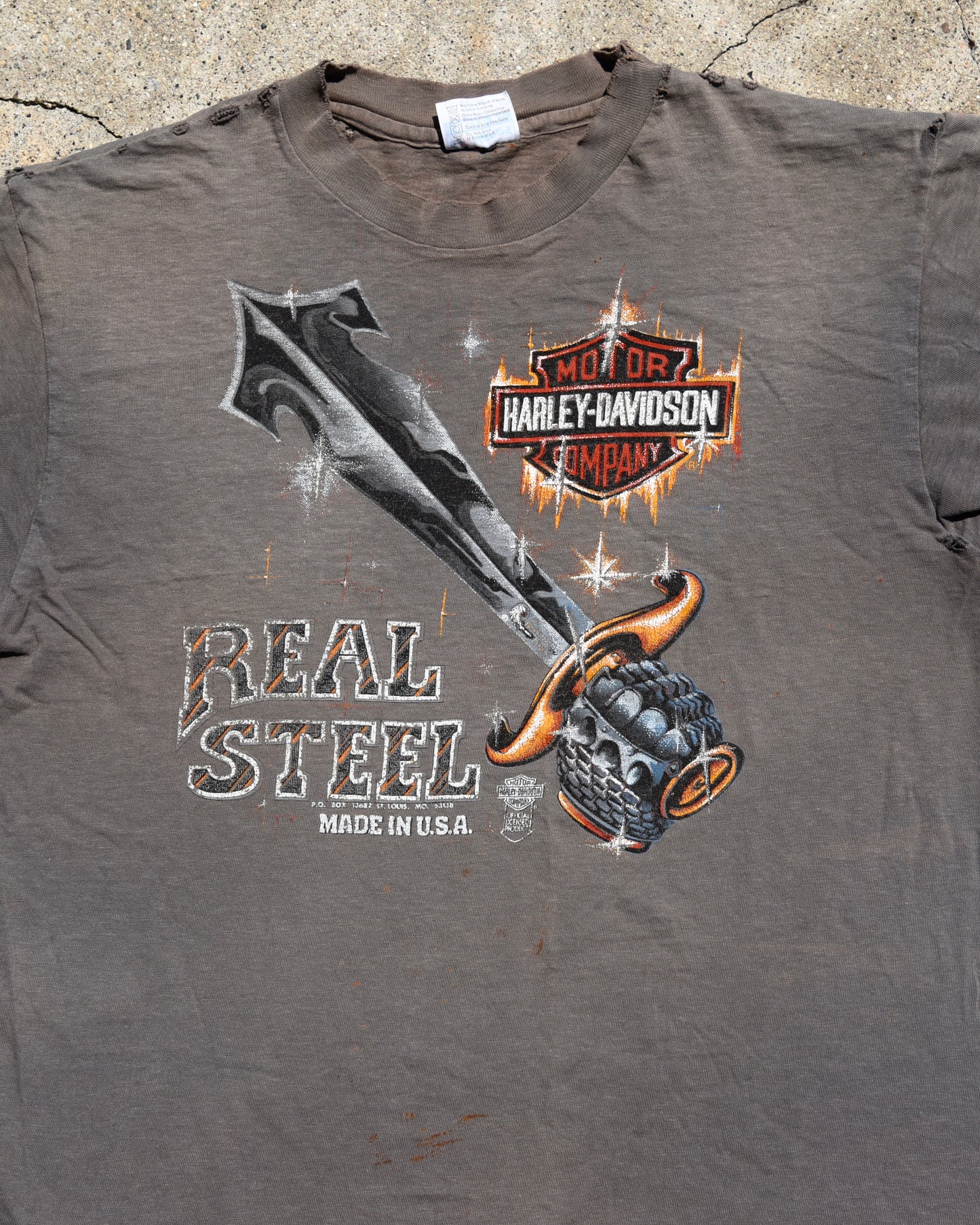 1980s Sun Faded Harley Davidson Real Steel Tshirt