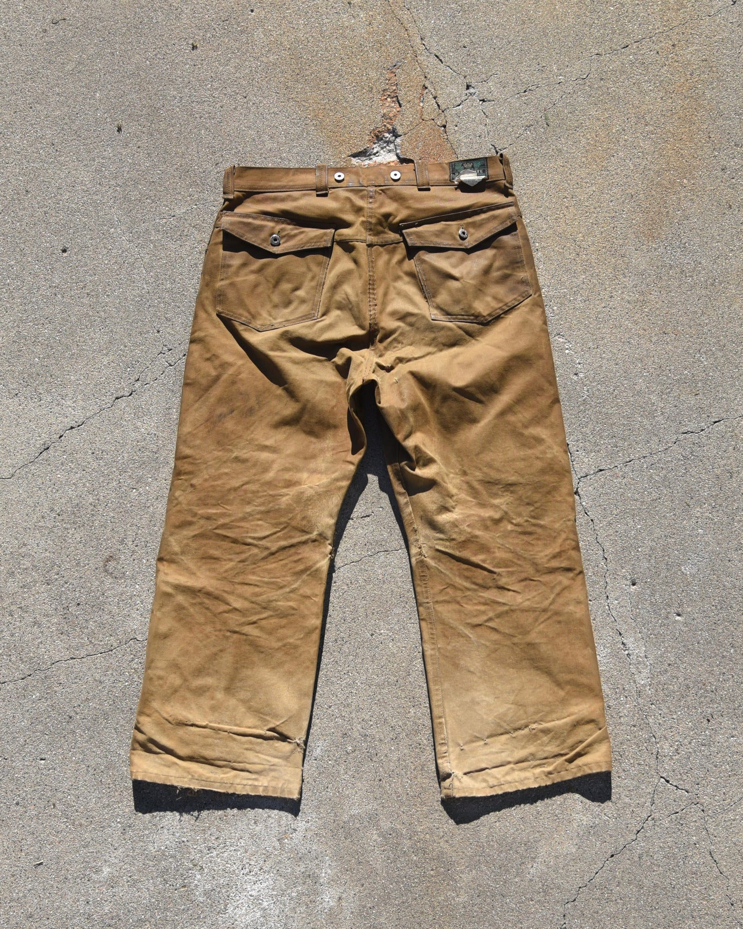 1950s Black Bear Rain-Tite Waxed Canvas Logging Pants
