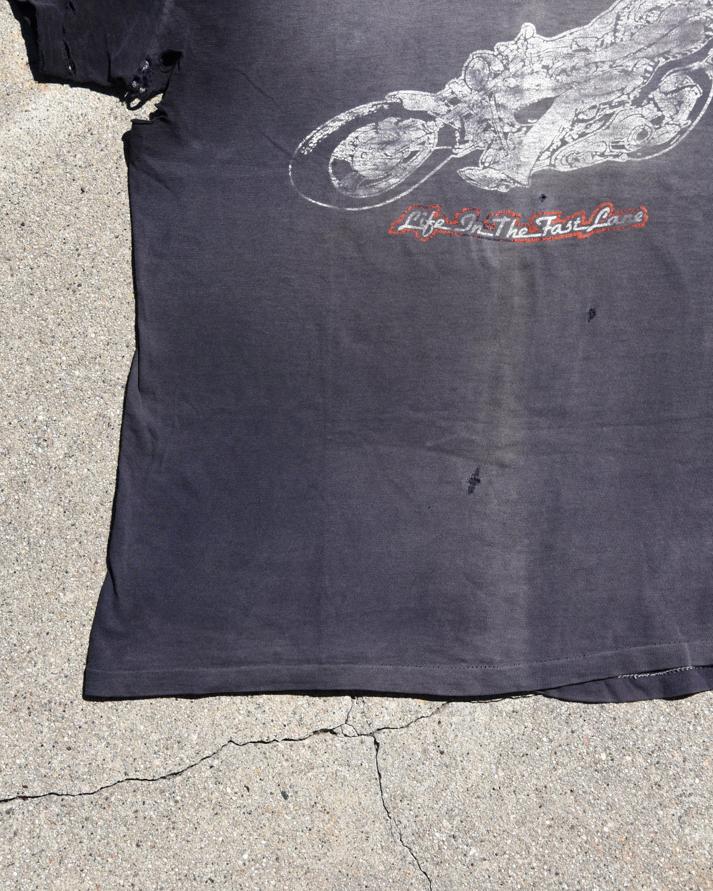 1980s Sun Faded Life In The Fast Lane Harley Tshirt