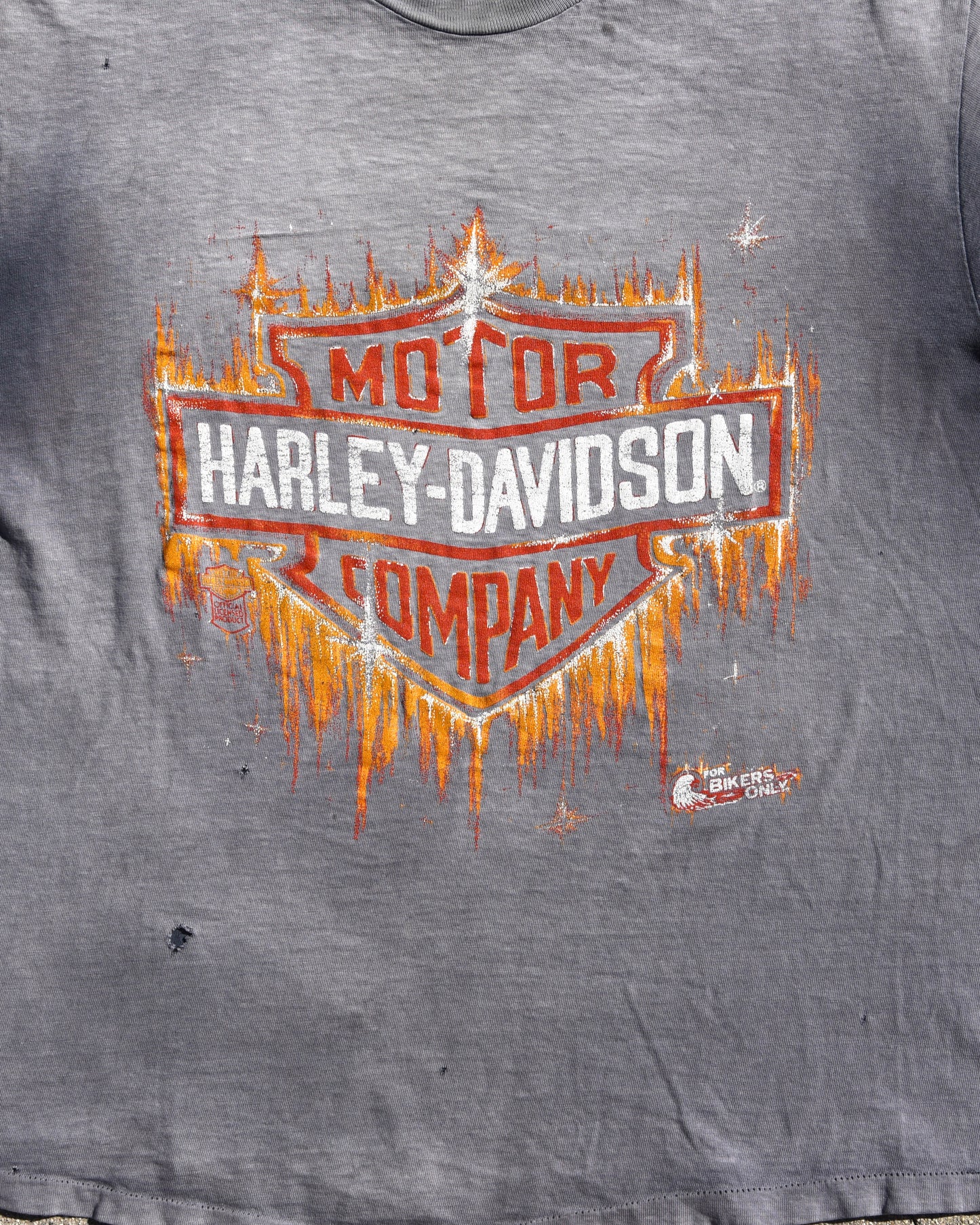 1980s Sun Faded Harley Davidson Flames Tshirt