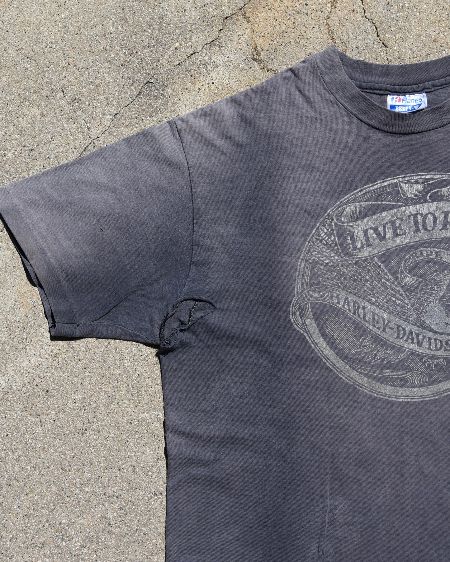 1980s Sun Faded Live To Ride Harley Davidson Tshirt