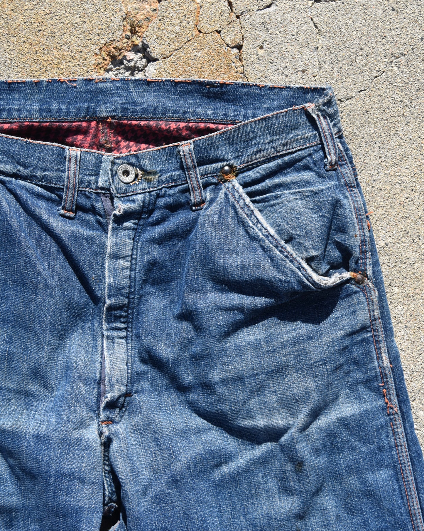 1950s Repaired Flannel Lined Carpenter Denim Jeans