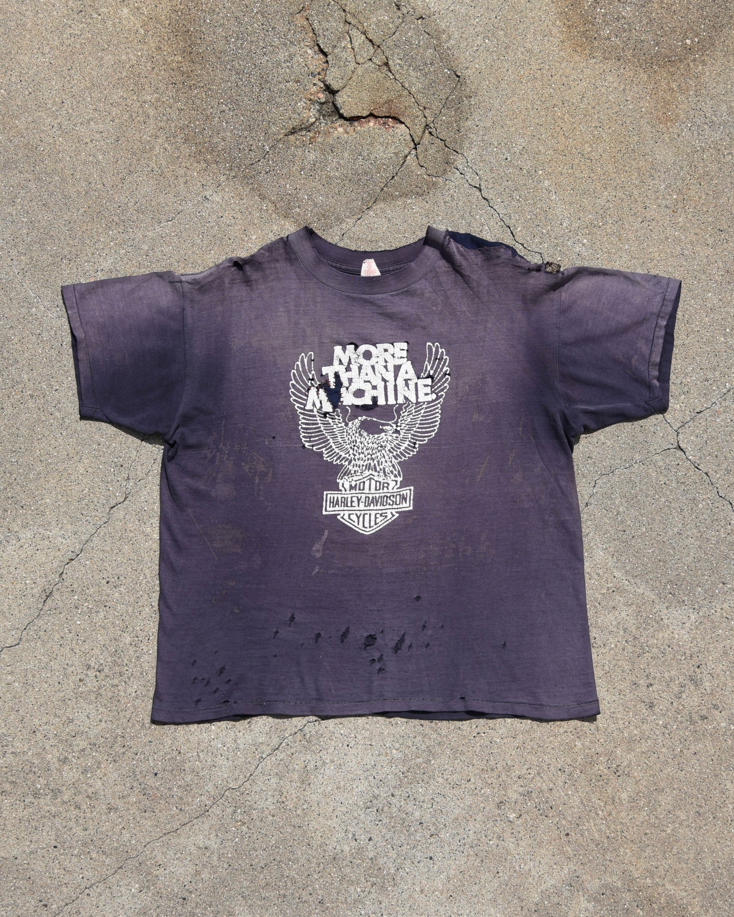 1970s Faded and Repaired Harley Davidson More Than A Machine Tshirt