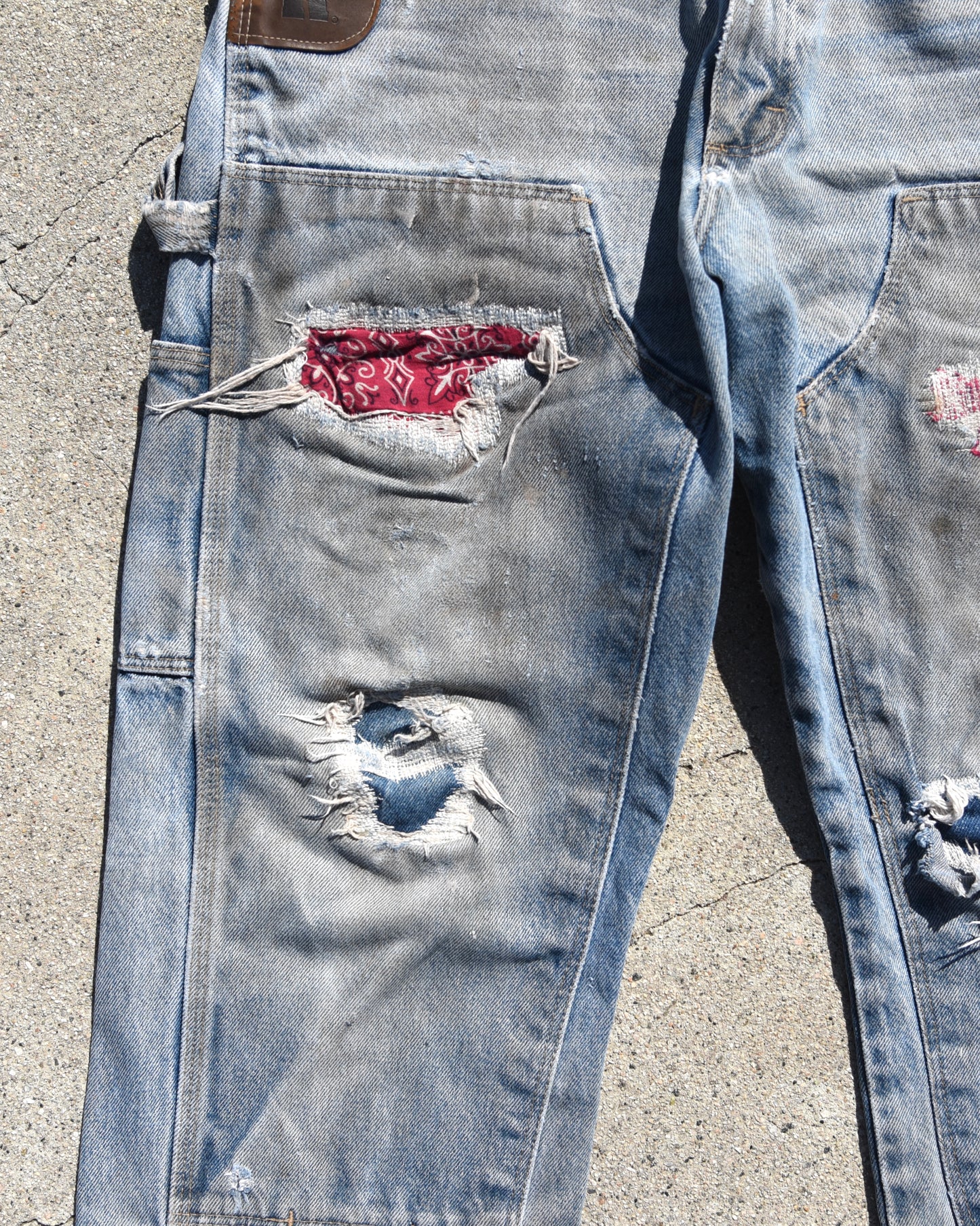 1990s Faded and Repaired Wrangler Double Knee Denim Jeans