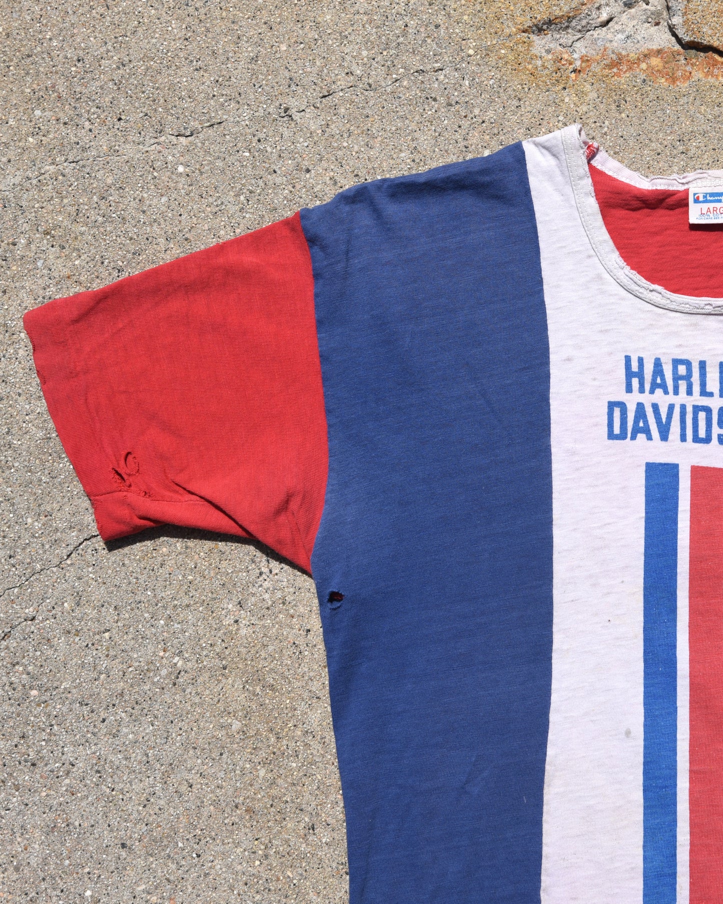 1970s Champion Harley Davidson Tricolor Tshirt