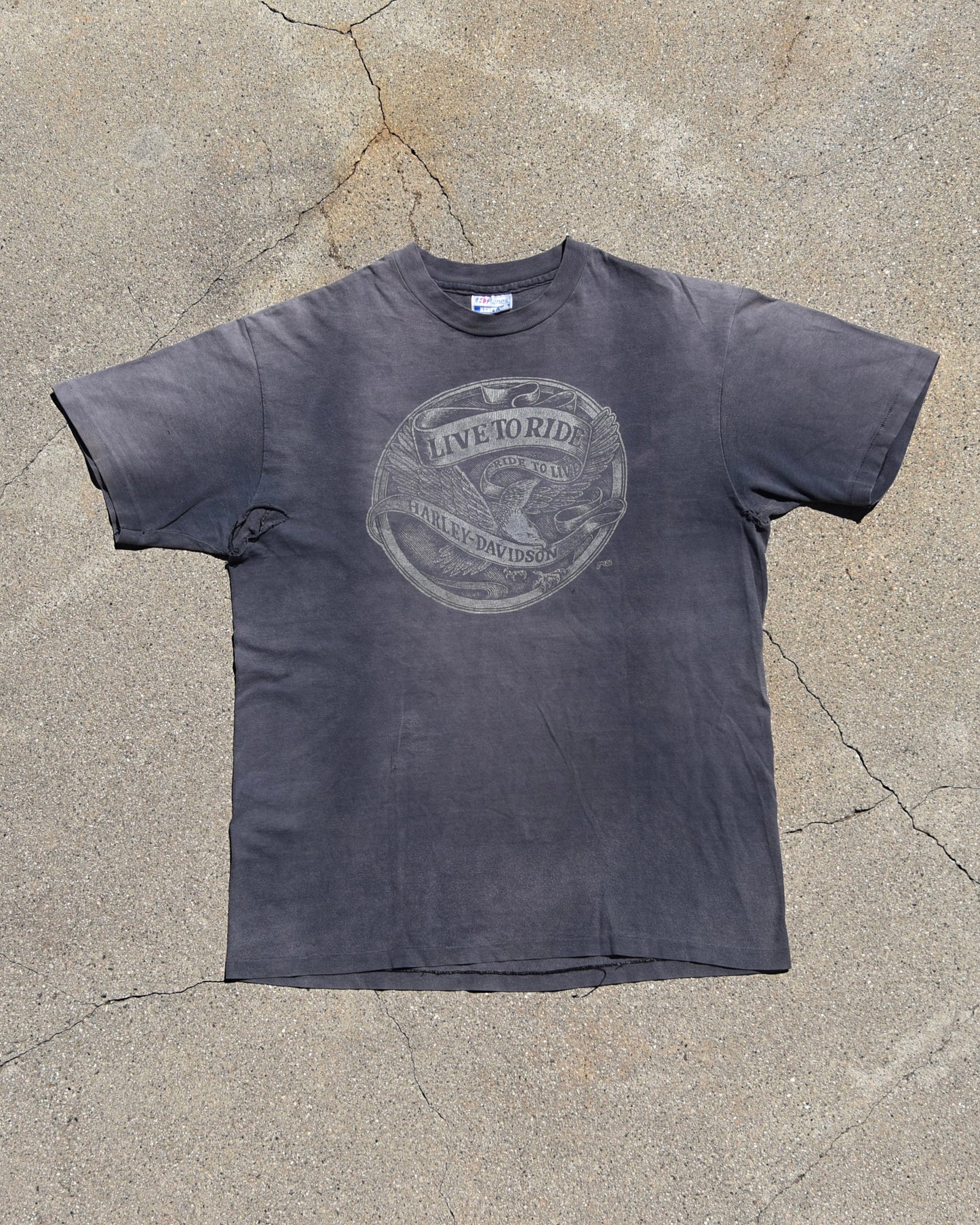 1980s Sun Faded Live To Ride Harley Davidson Tshirt
