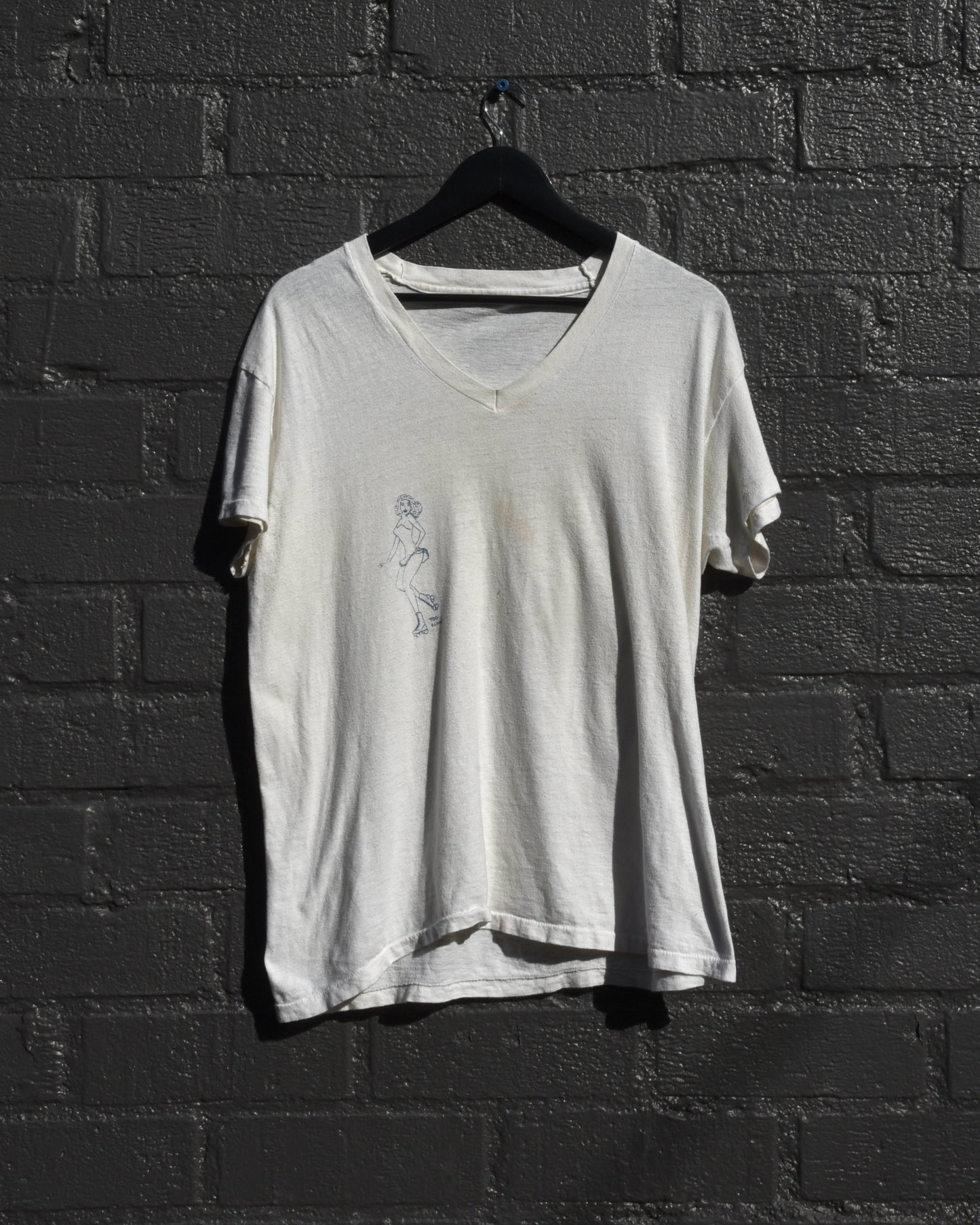 1960s Too Slow! Stenciled V-Neck Tshirt