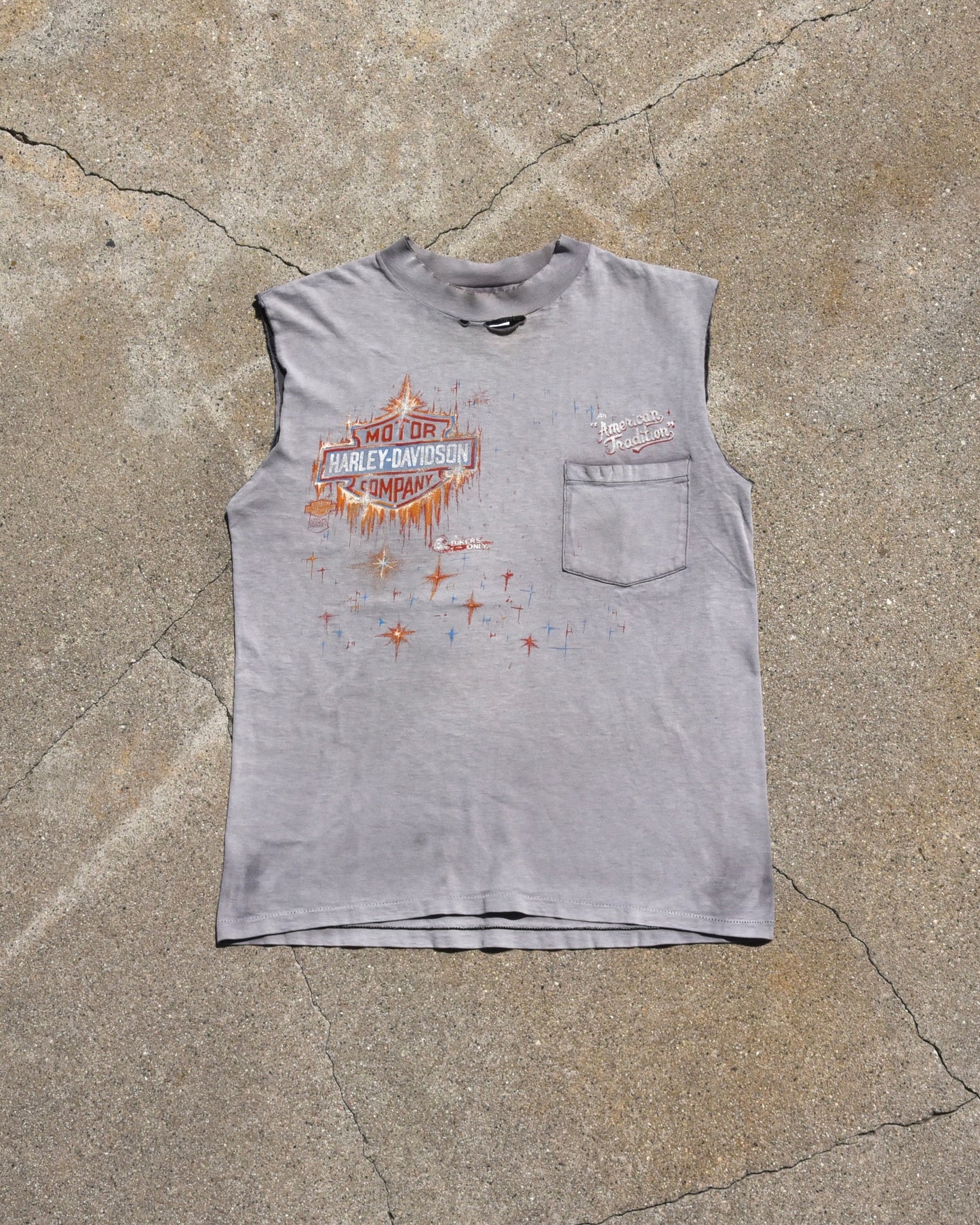 1980s Faded Shining Emblem Harley Cutoff Tshirt