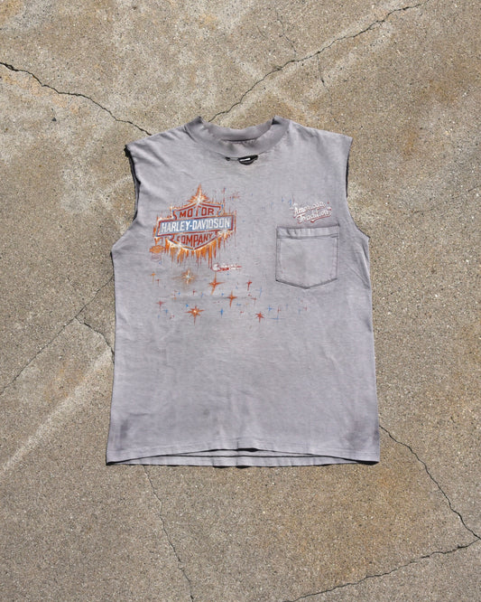 1980s Faded Shining Emblem Harley Cutoff Tshirt