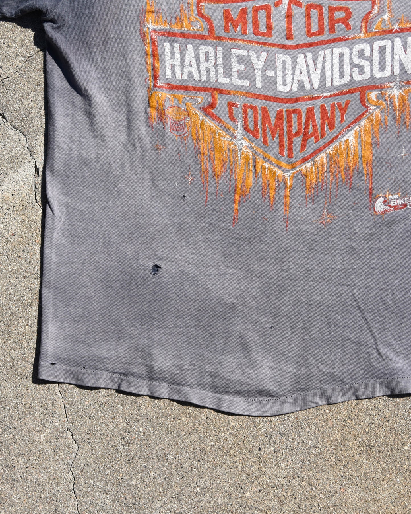 1980s Sun Faded Harley Davidson Flames Tshirt