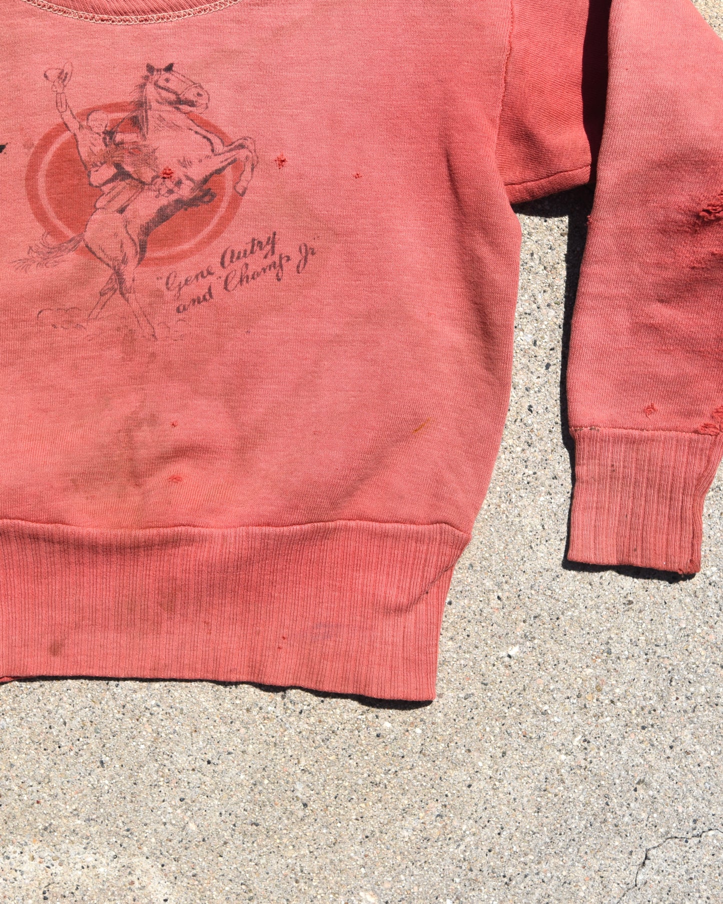 1940s Sun Faded Gene Autry & Champ Jr. Femme Sweatshirt