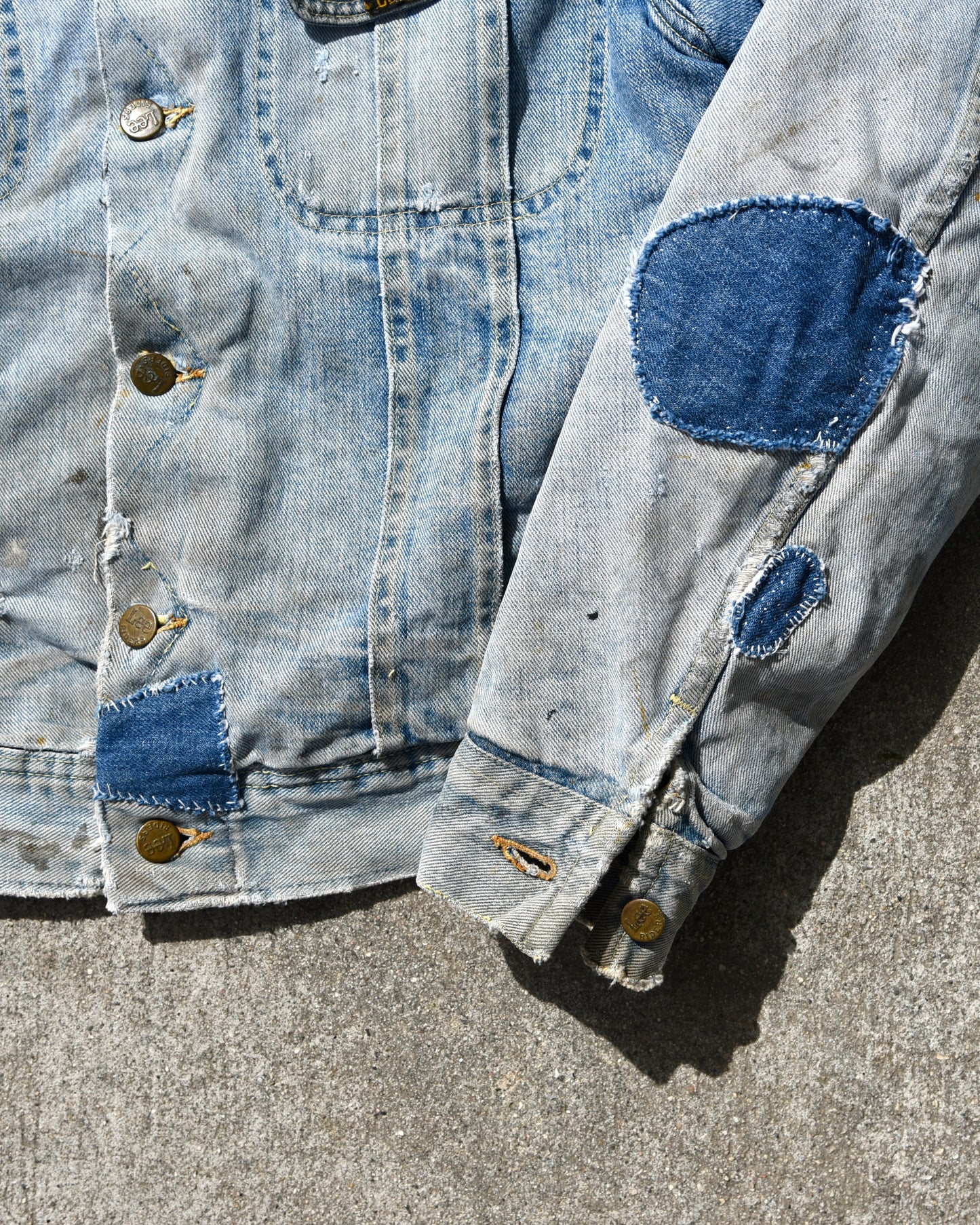 1970s Lee Storm Rider Wool Lined Denim Jacket Union Made Thrashed