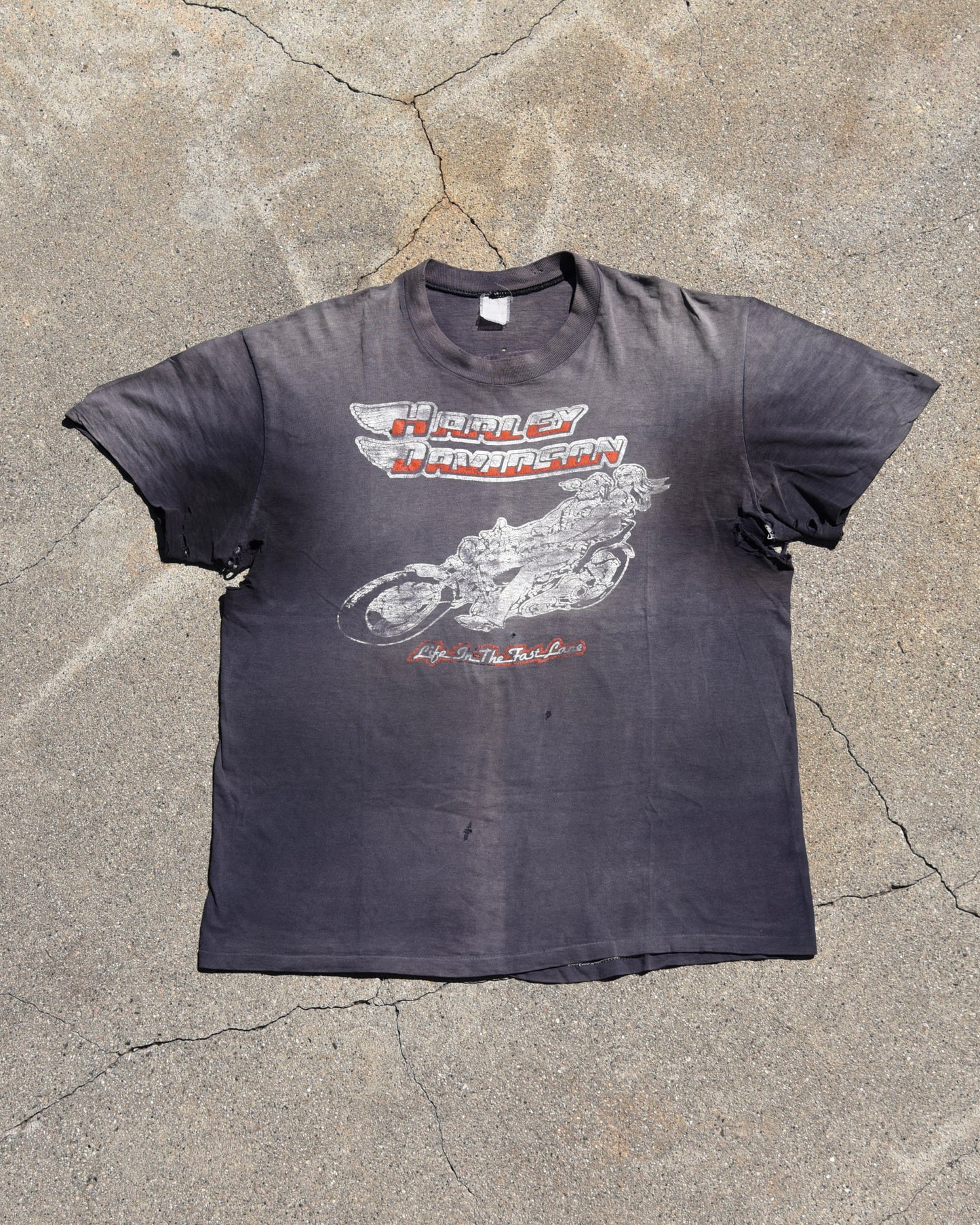 1980s Sun Faded Life In The Fast Lane Harley Tshirt