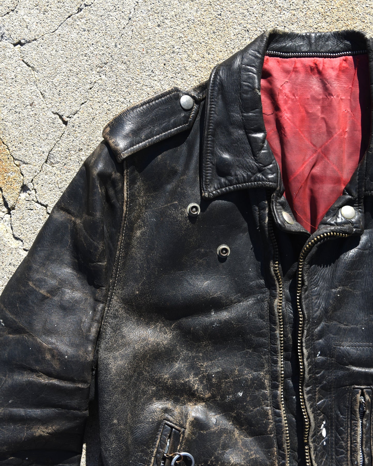 1940s Horsehide Leather Motorcycle Moto Jacket - Thrashed