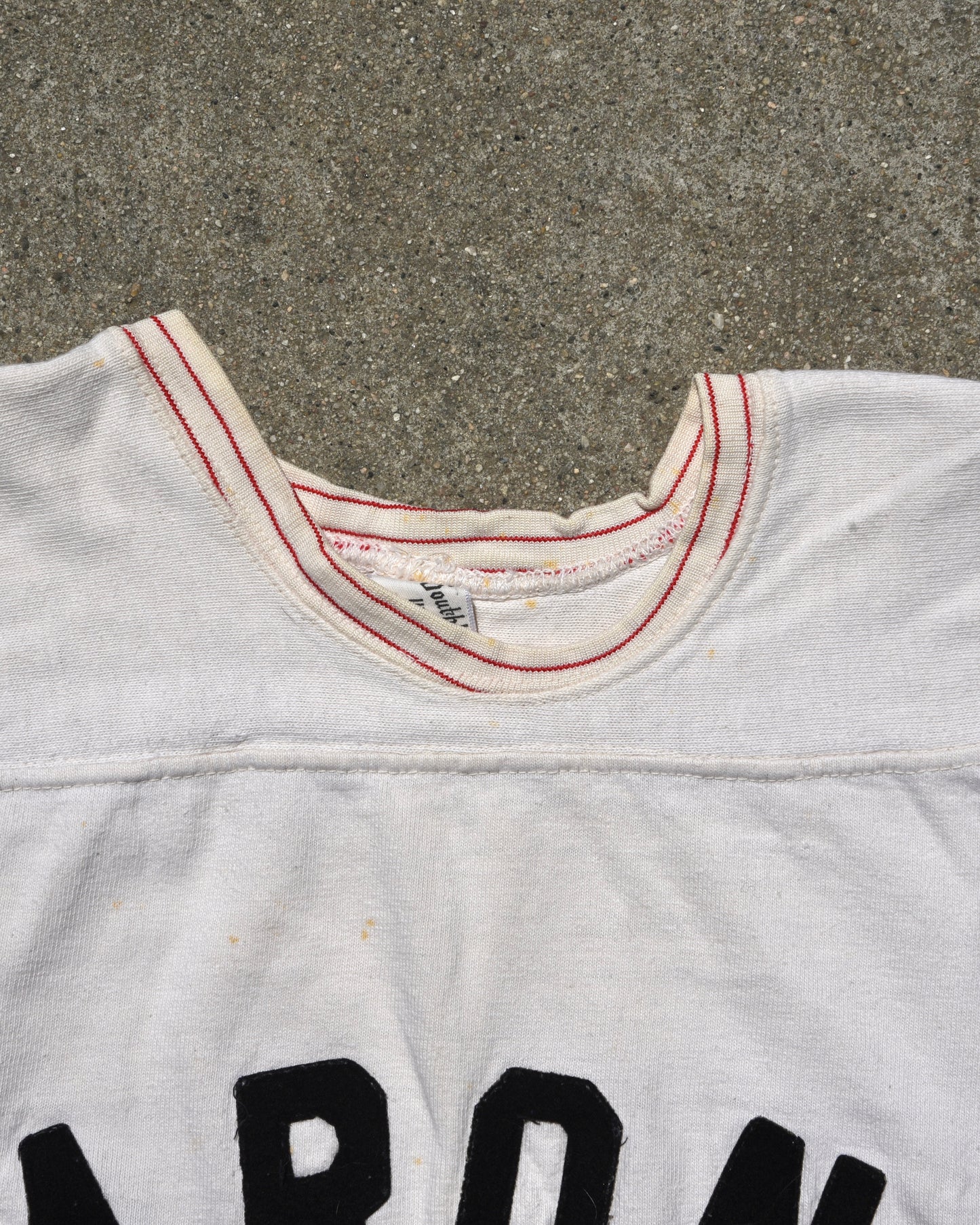 1960s Barons Big Red White Football Jersey Distressed Size Medium