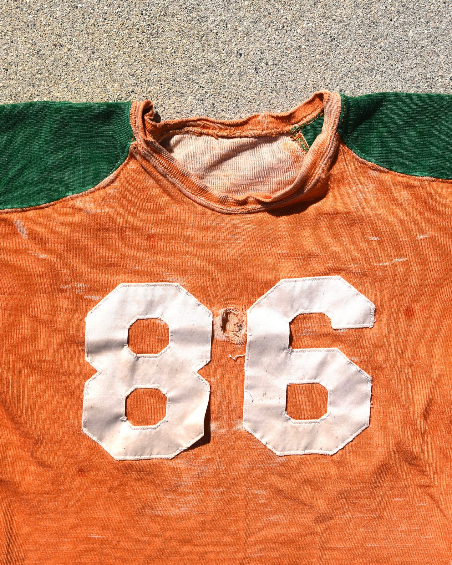 1950s Thrashed Sun Faded Rawlings Durene Two Tone Football Jersey