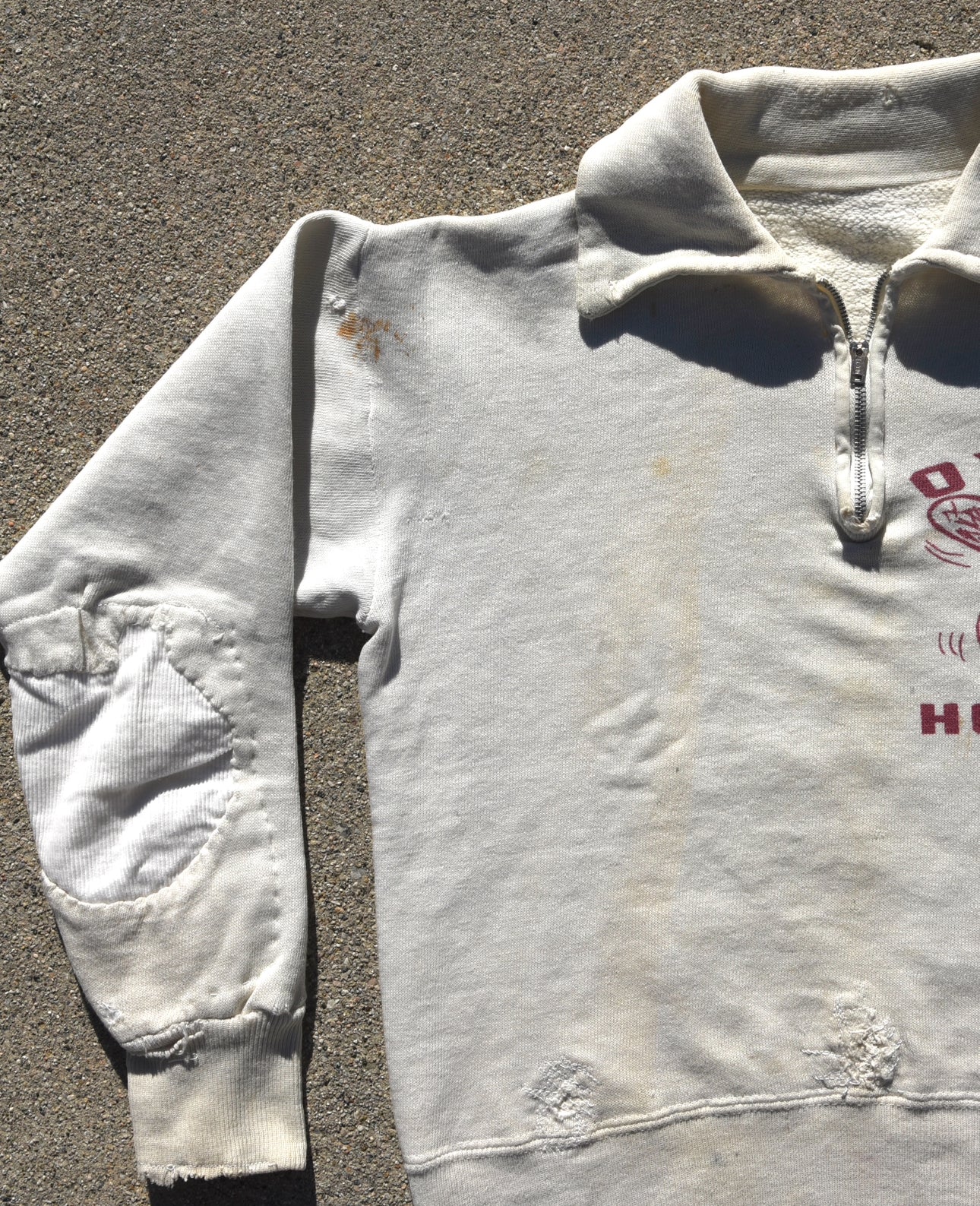 1950s Repaired Oxford Hornets Quarter Zip Sweatshirt