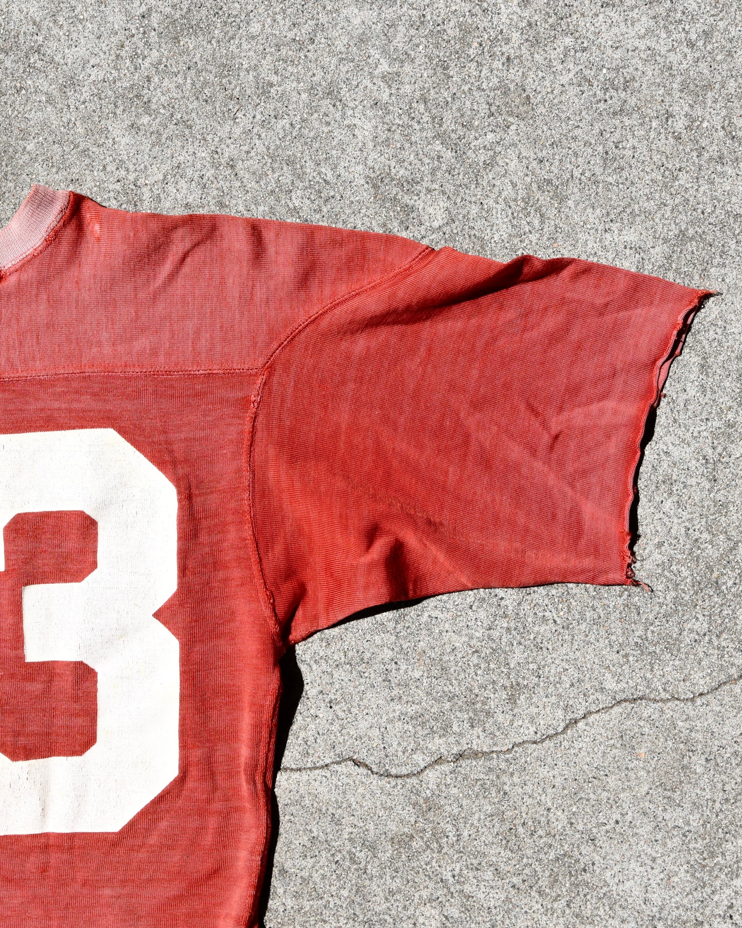 1950s Faded Cotton Cherry Red Football Jersey Two Tone #33