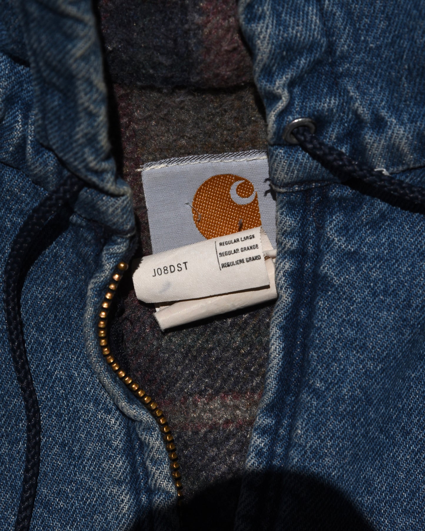 Carhartt J08DST Denim Active Hooded Jacket - Large