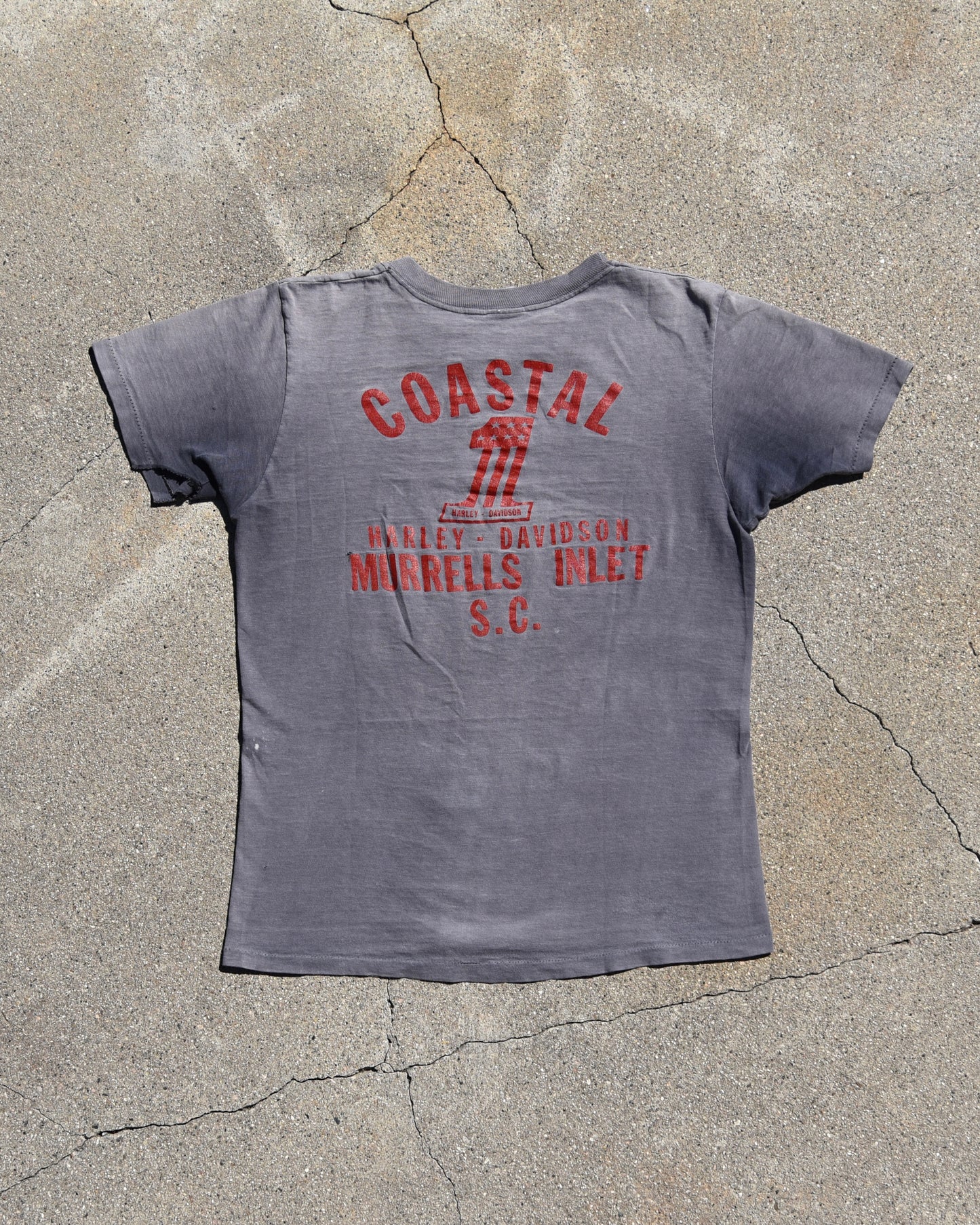 1980s Sun Faded I’d Rather Push My Harley Tshirt
