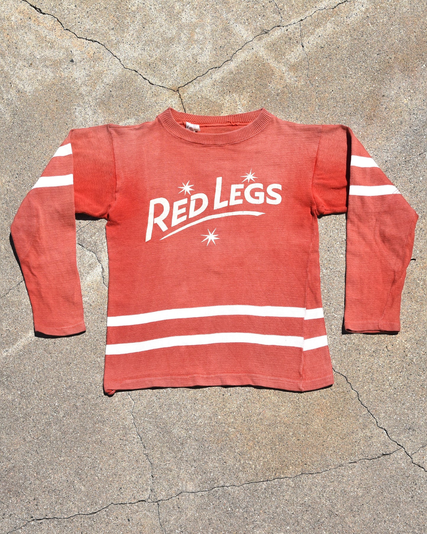 1950s Sun Faded Red Legs Cotton Jersey