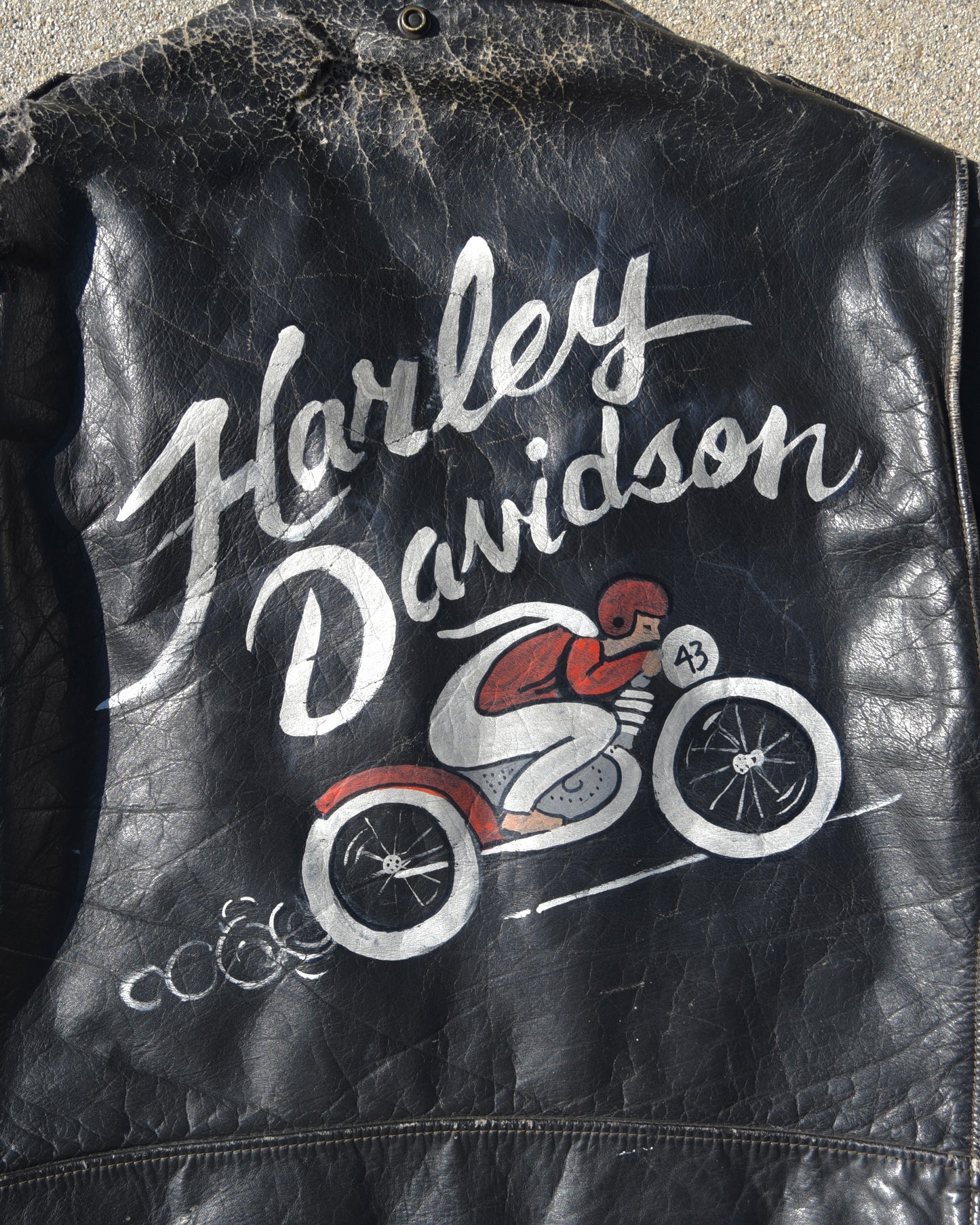 1950s Schott Perfecto Motorcycle Jacket - Hand Painted Harley Davidson