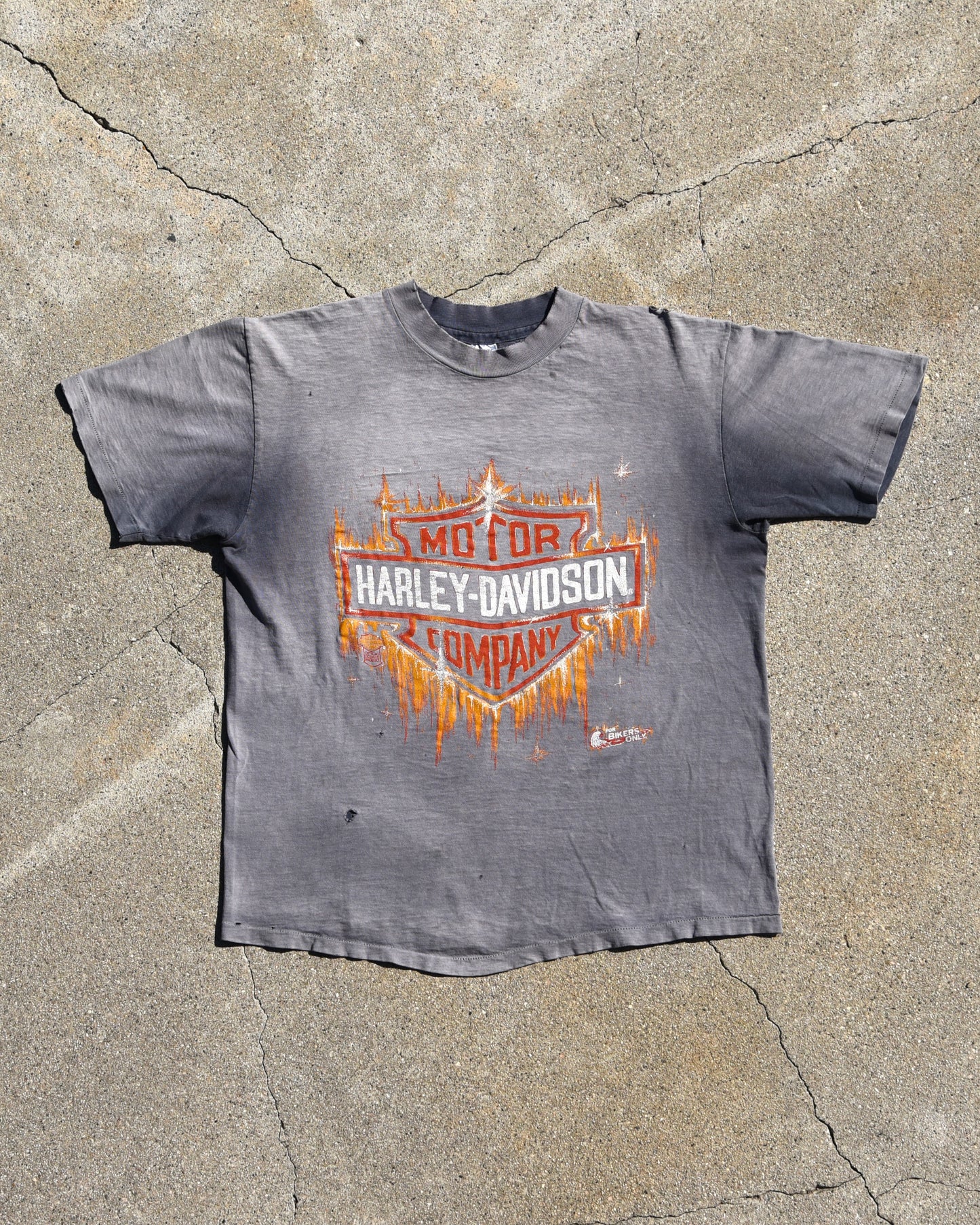 1980s Sun Faded Harley Davidson Flames Tshirt