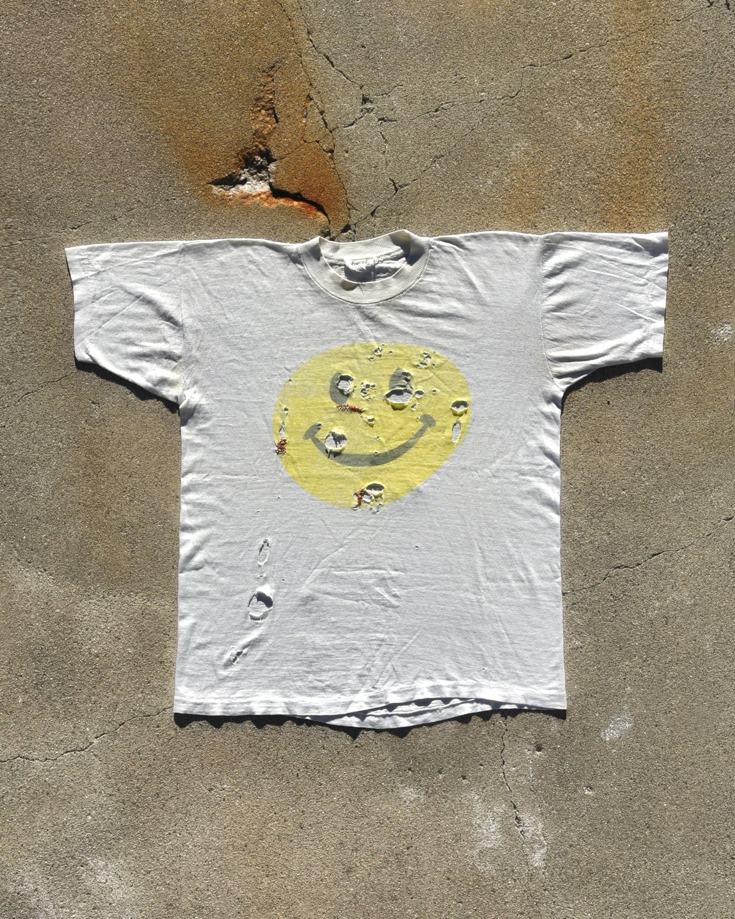 1970s Thrashed and Repaired Smiley Face Tshirt