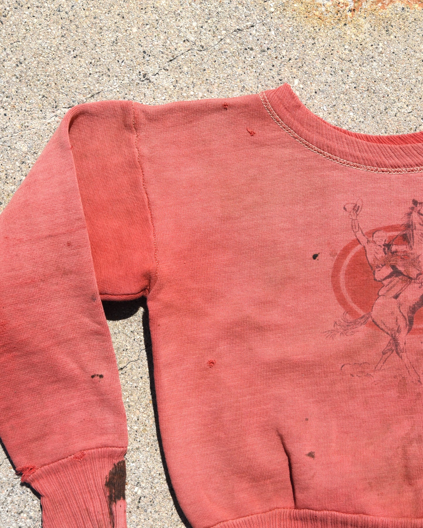 1940s Sun Faded Gene Autry & Champ Jr. Femme Sweatshirt