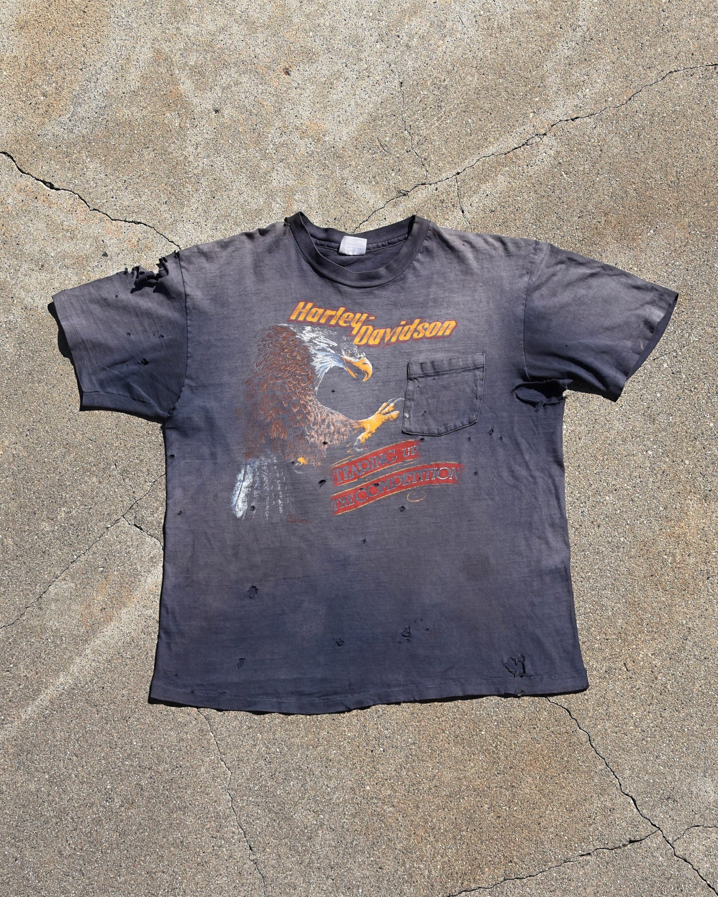 1980s Faded Tearing Up The Competition Harley Davidson Tshirt