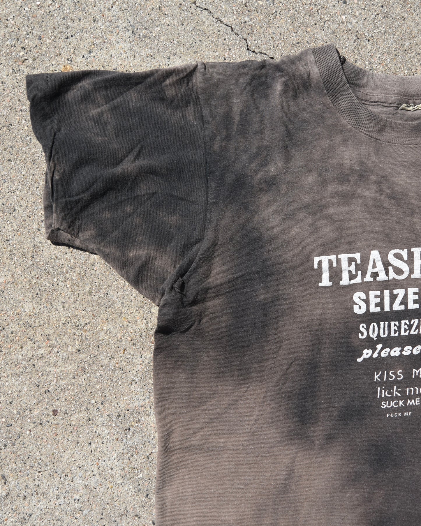1980s Sun Faded Tease Me Seize Me Vulgar Tshirt